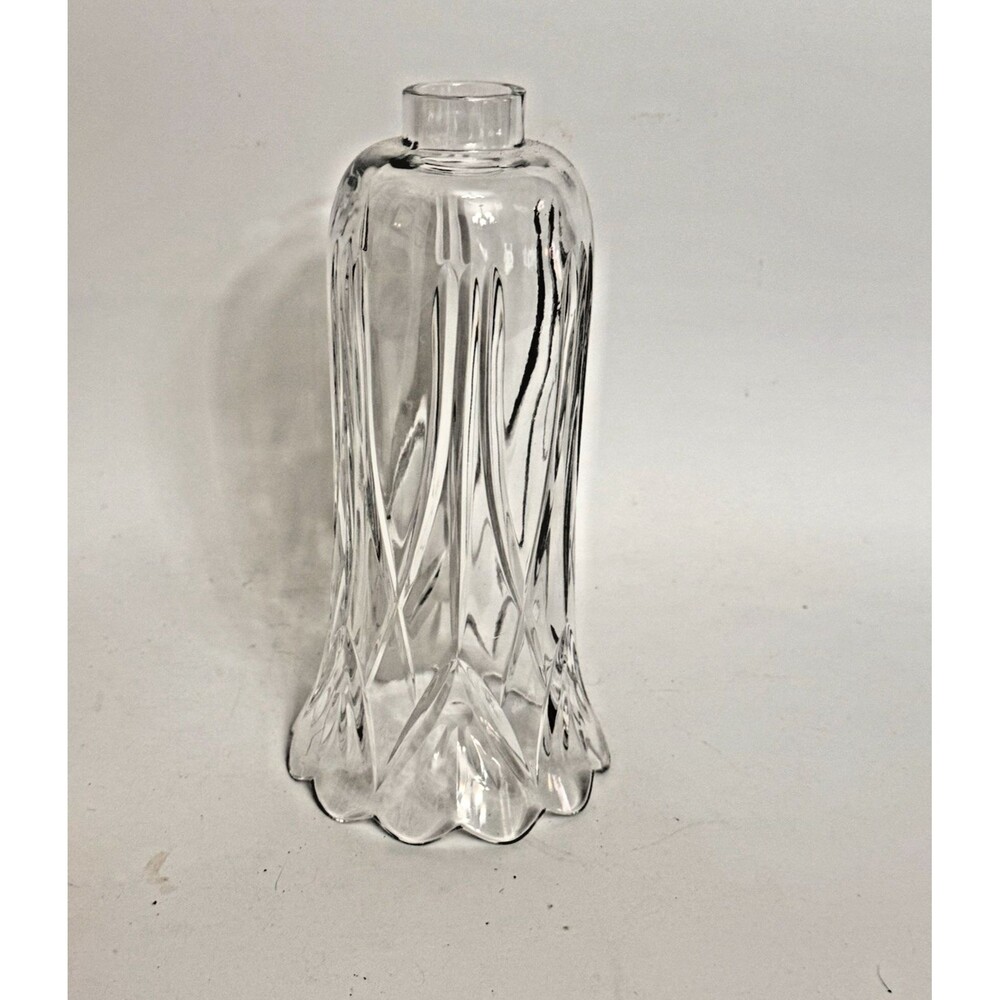 Vintage Clear Glass Lamp Light Shade 9" Tall x 4" Wide Cut Design Bell Shape